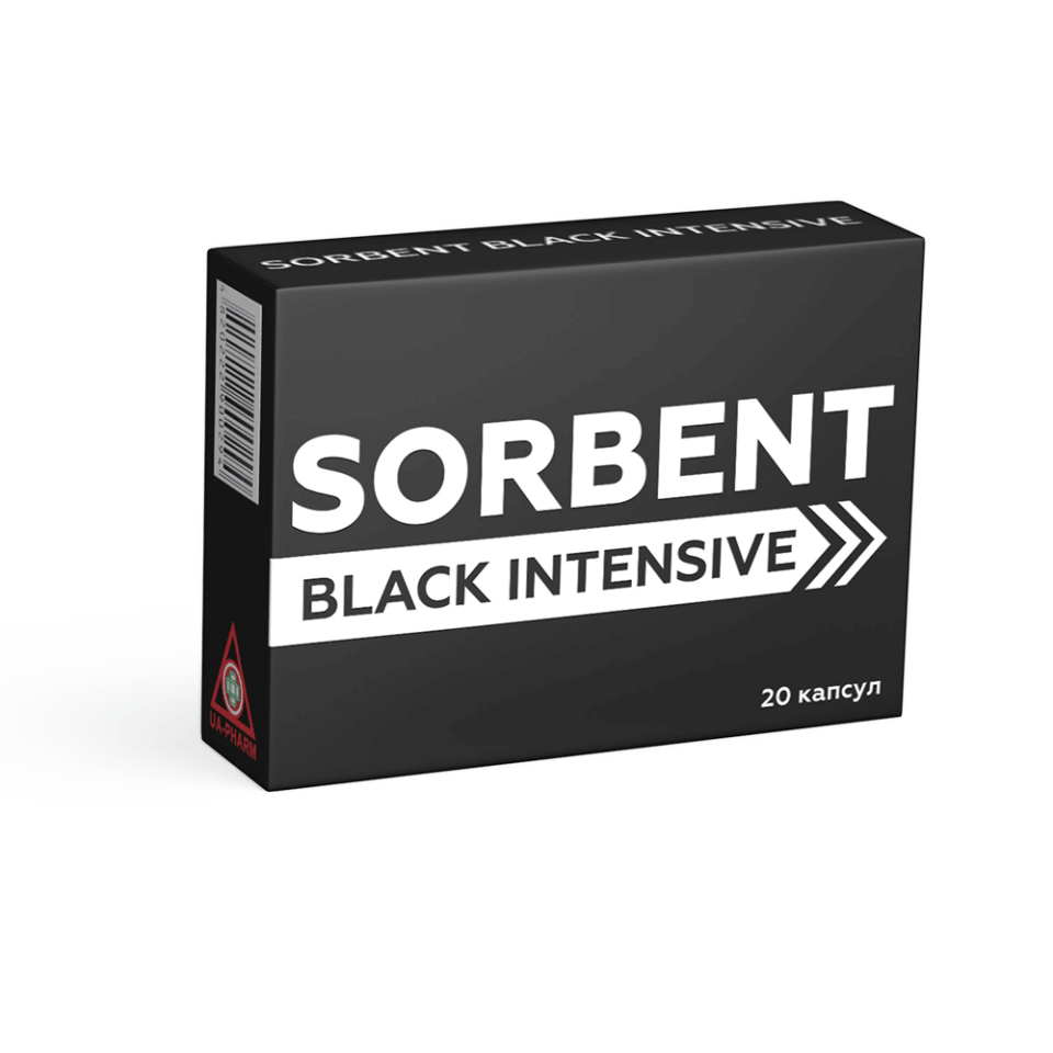 Сорбент при отравлении Sorbent Black Intensive, 20 капсул - UA Pharm .